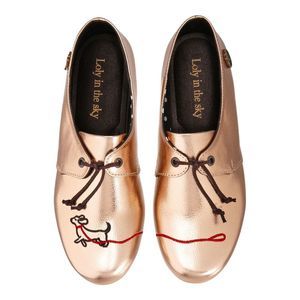 LOLY IN THE SKY Womens Copper Gold Pebble With Brenda Round Toe Loafers 8.5